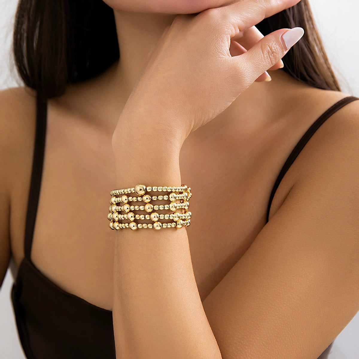Cattleya Layered Charm Bracelet Set - Gold-tone 5-piece Set (Style 14) [TY4KGHDV]