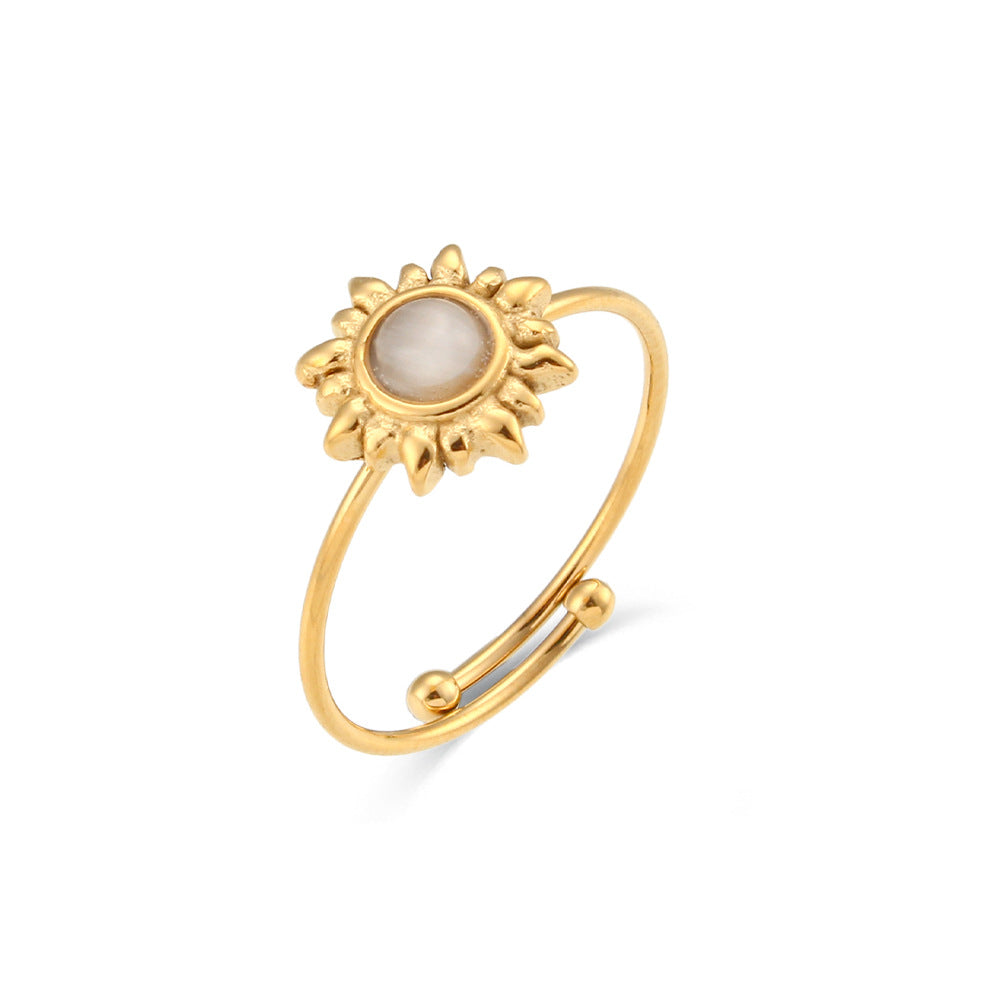Adaleigh Celestial Sun Ring - White Cat's Eye [YWZ1YRQJ]