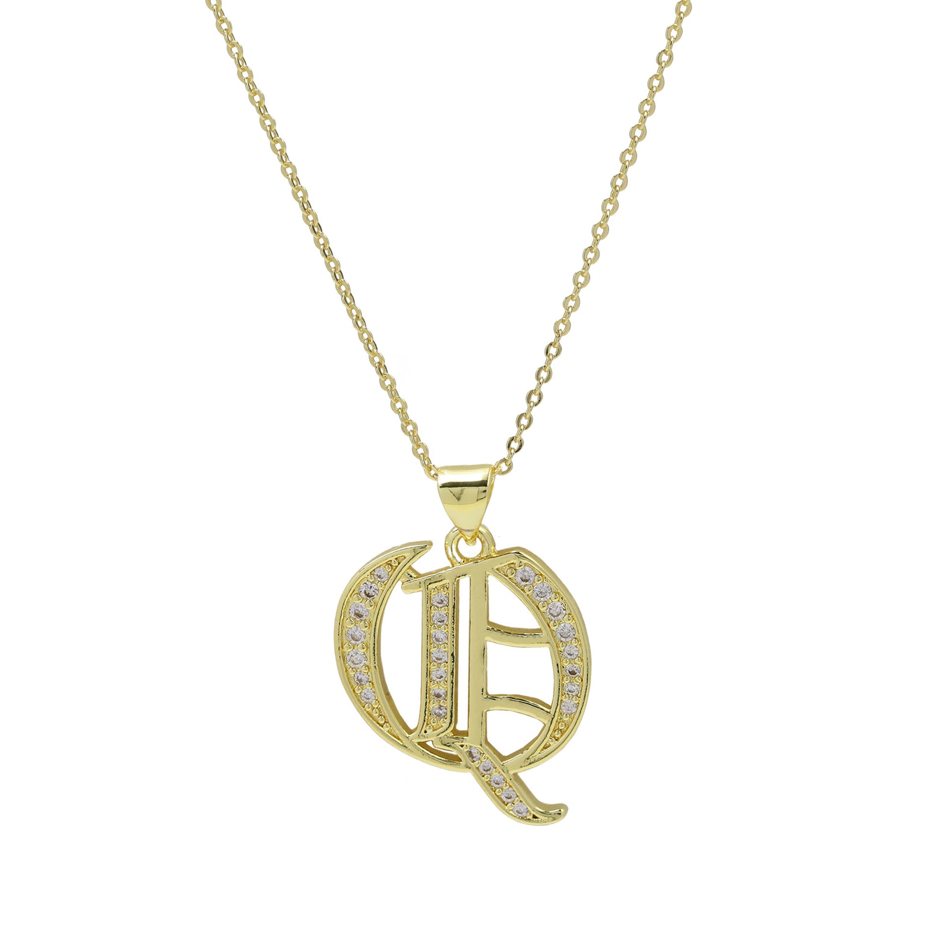 Lawson Old English Initial Necklace - Q Necklace [7CC9ENFD]