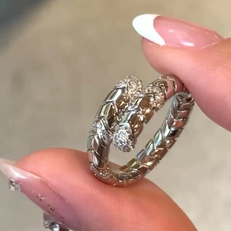 Lakynn Sterling Silver Snake Bone Ring - Snake Bone Ring (S925 Sterling Silver)