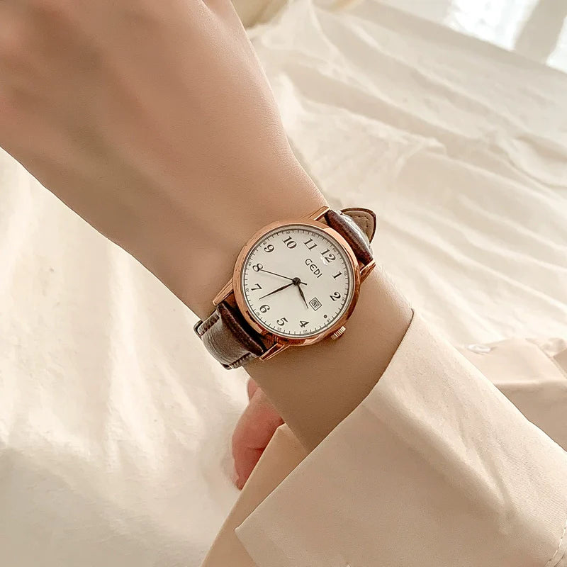 Aliciana Retro Calendar Watch - English Brown