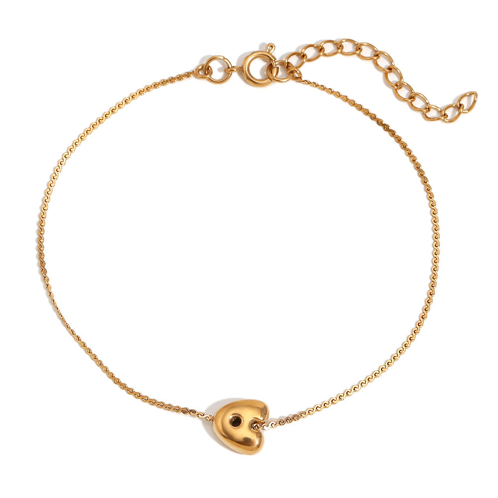 Ilah Bubble Letter Chain Bracelet - Bubble Letter A - Gold [7AOJI2OT]