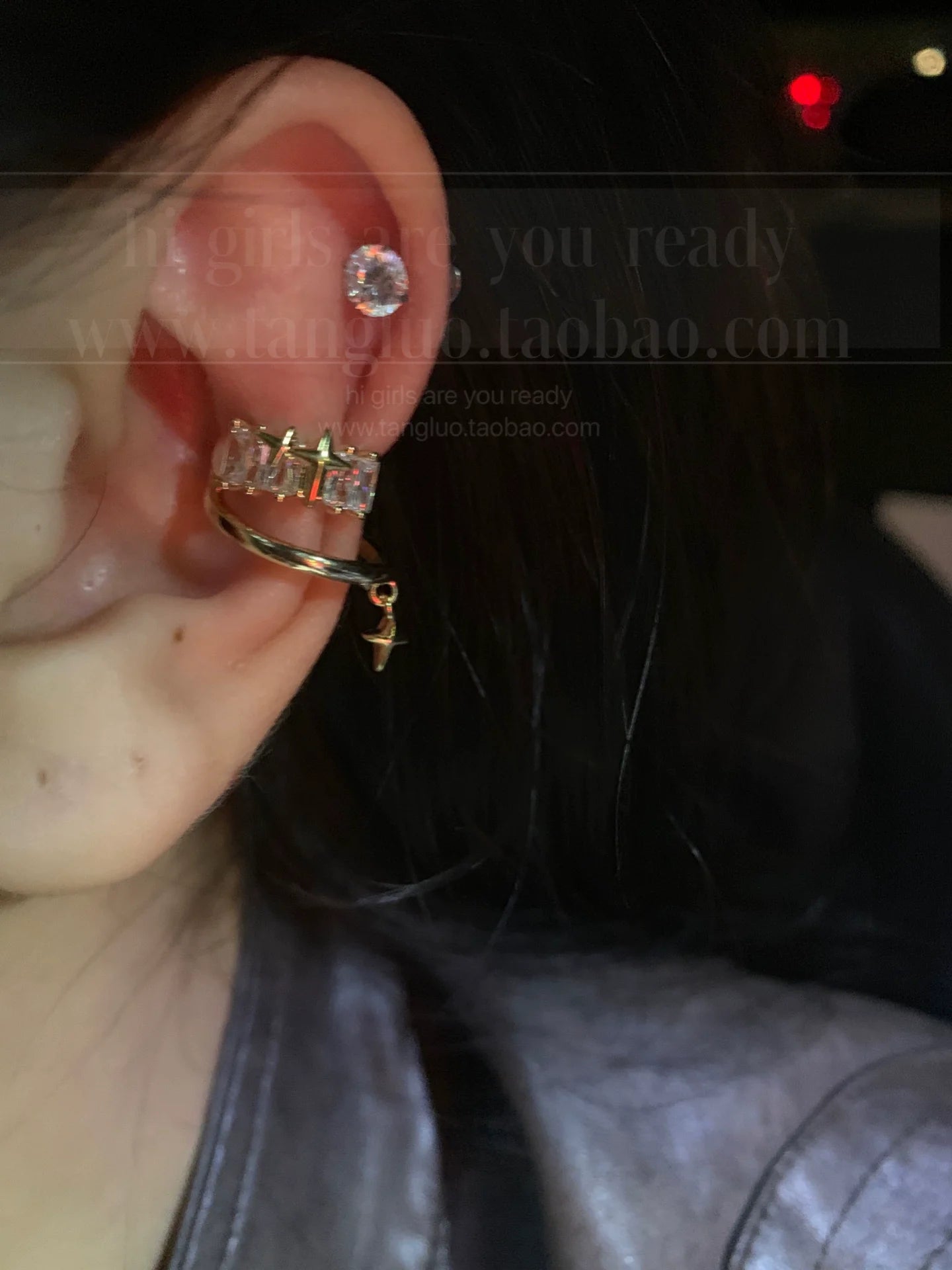 Chavy Celestial Drop Ear Cuff - Gold Zircon (Left Ear)