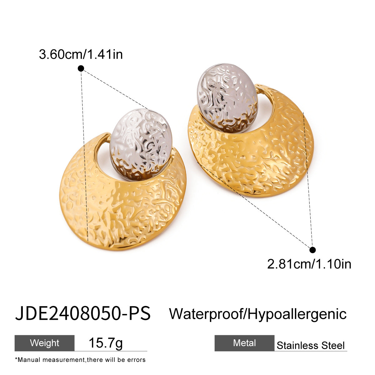 Havana Two-Tone Round Earrings - JDE2408050-PS [2345WCHL]