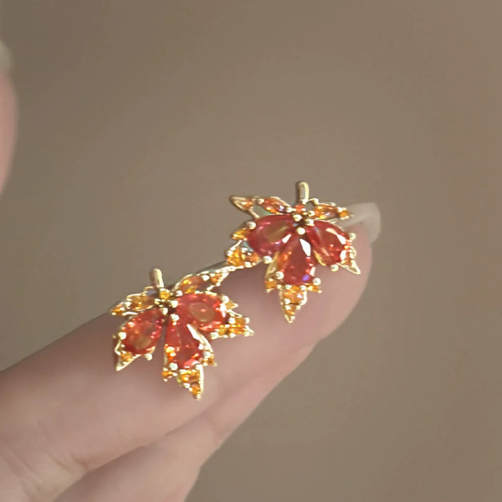 Myrah Red Maple Studs - Maple Leaf Studs