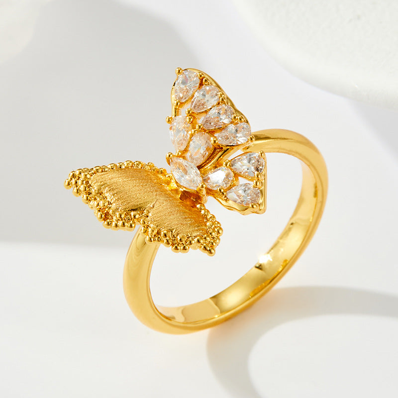 Cecelia Gold Butterfly Zircon Ring - R17349G095 [NN9WLCZQ]