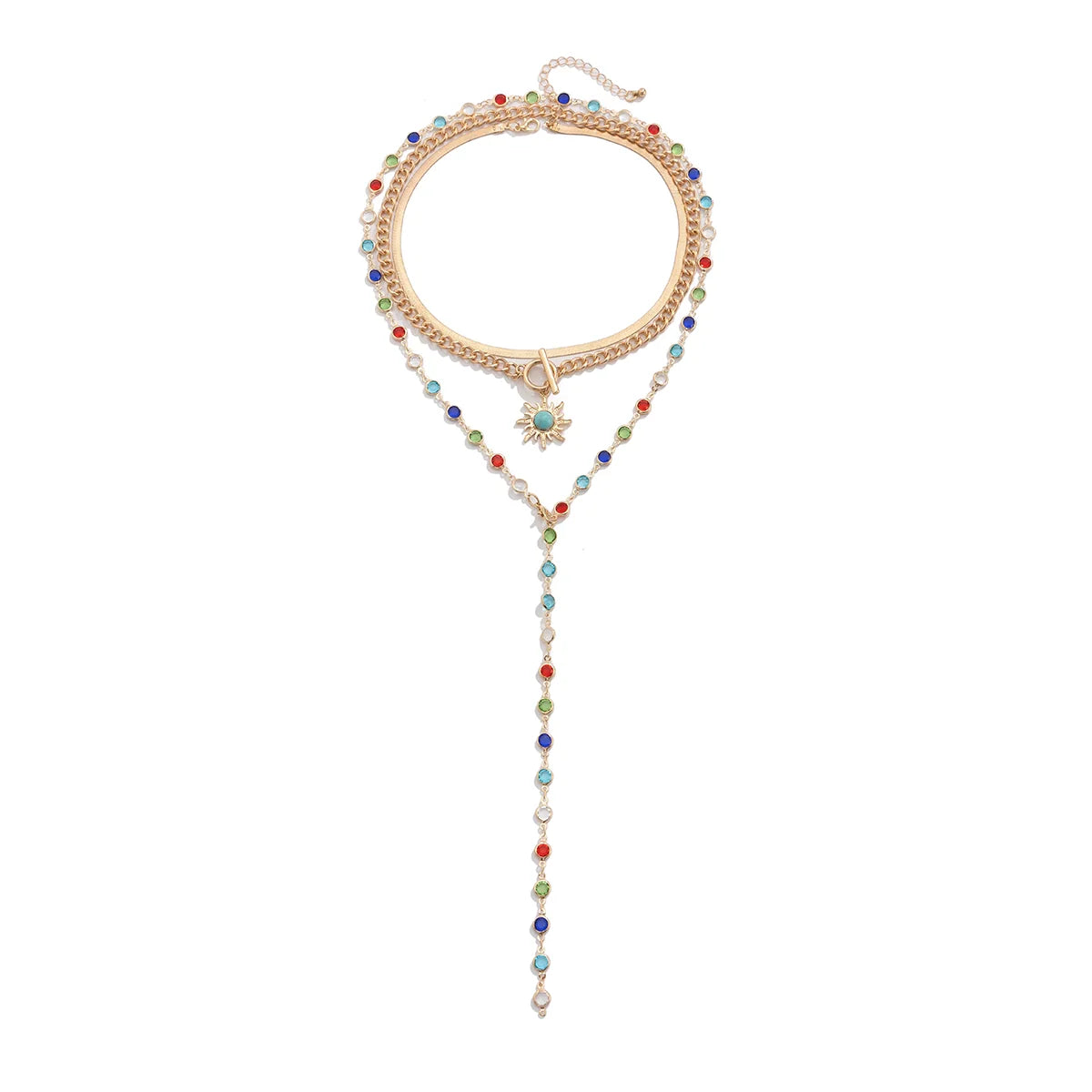 Bexlee Layered Sunflower Necklace Set - Gold
