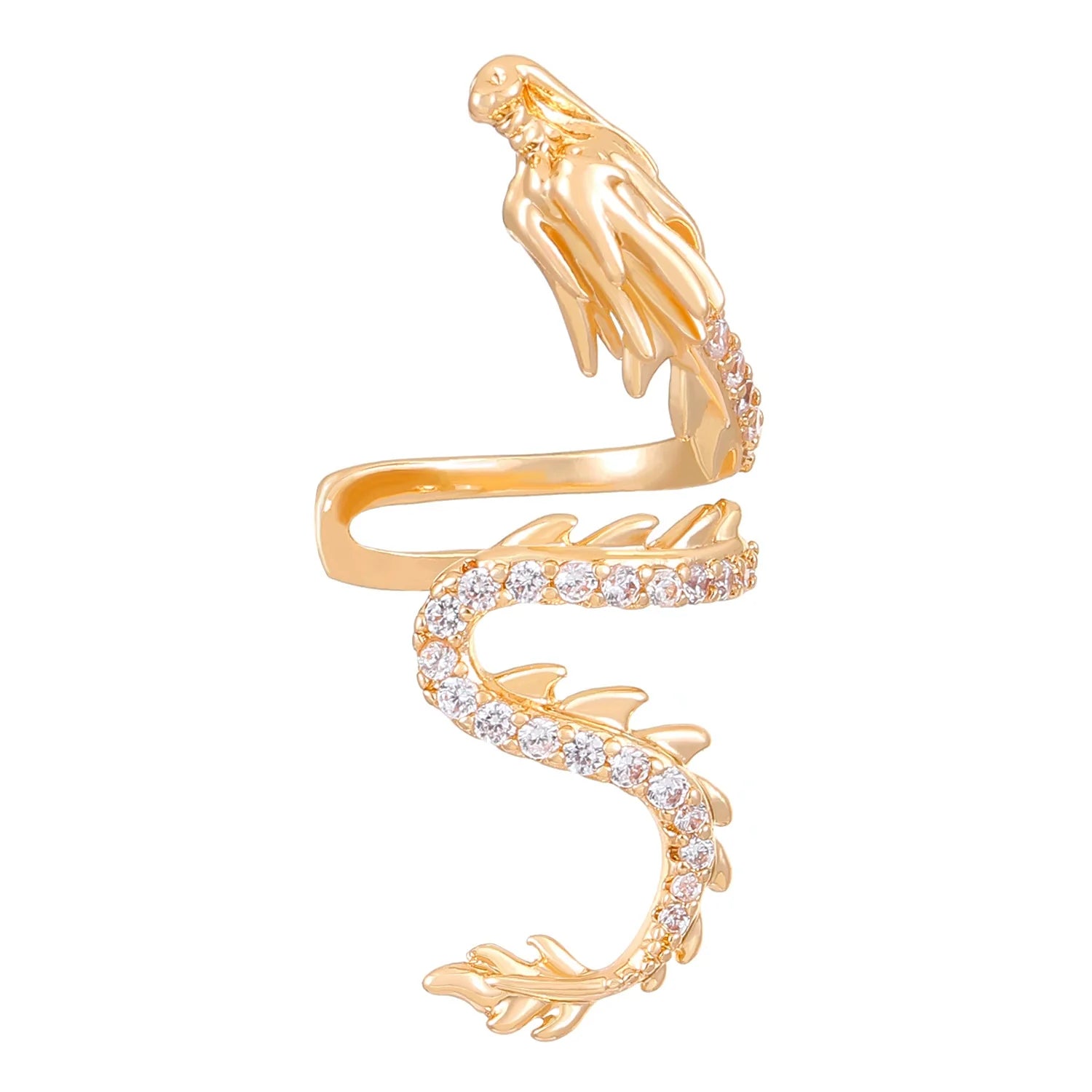 Dulcemaria Dragon Ear Cuff - KC Gold (Left Ear)