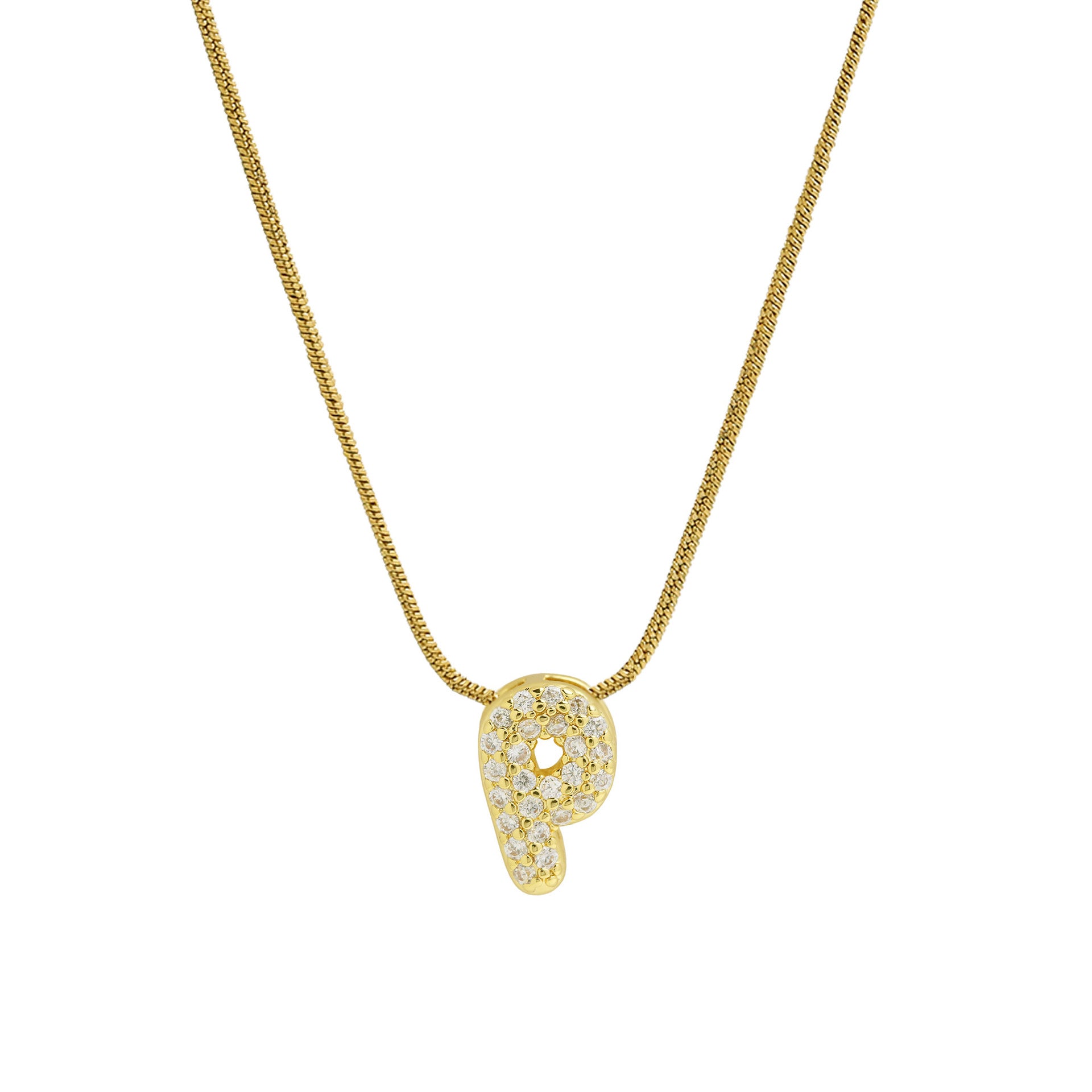 Deborah Initial Snake Necklace - Gold-tone P Initial [FLSH5386]