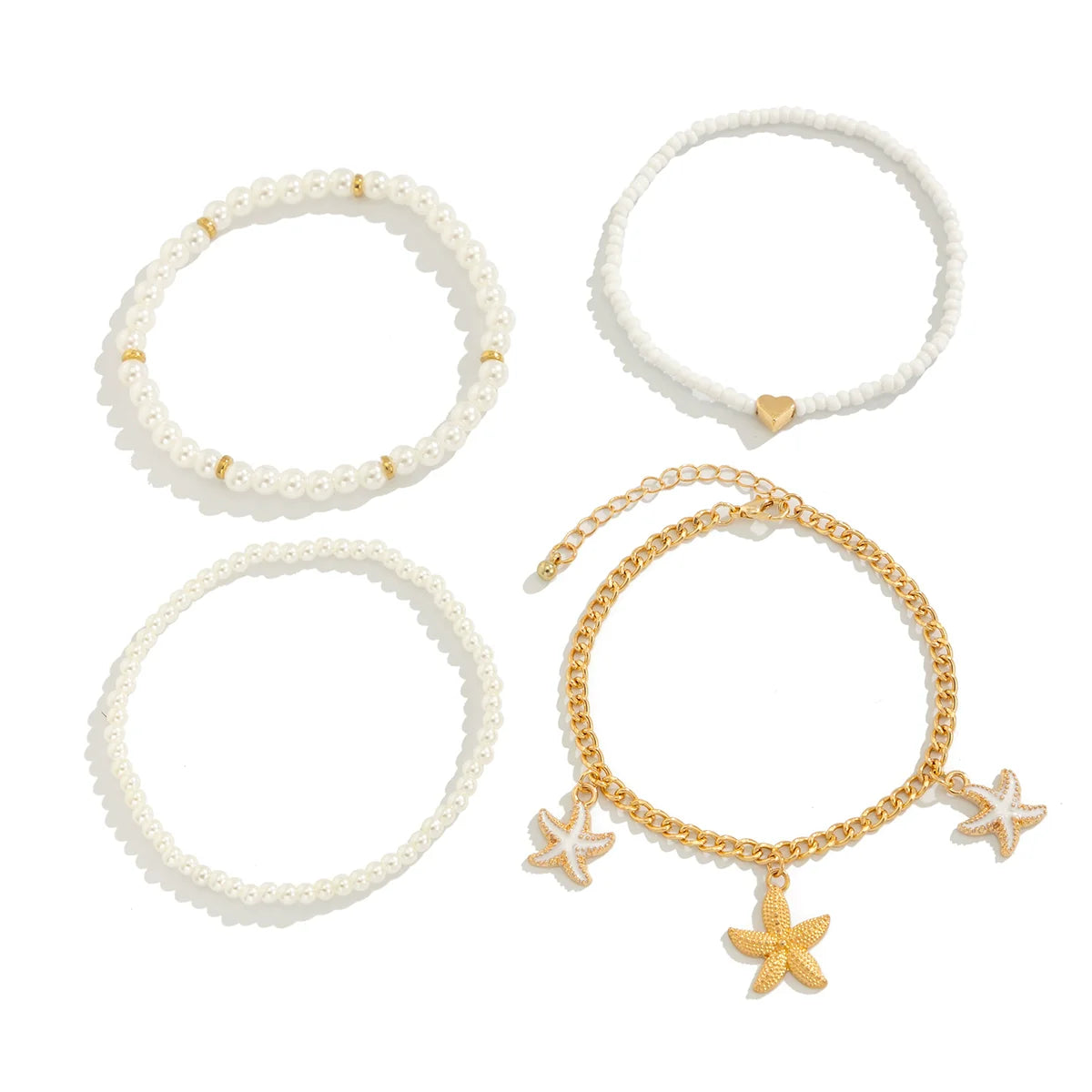 Kambria Pearl Starfish Anklets - Gold