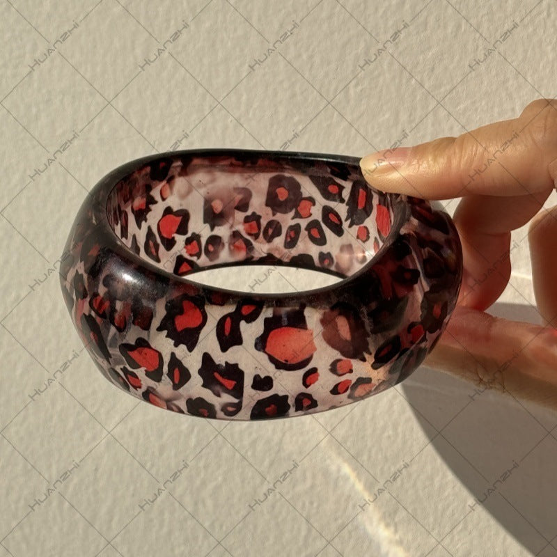 Liesl Chunky Resin Bracelet - Brown & Cream Marbled [ZI2FTO1X]
