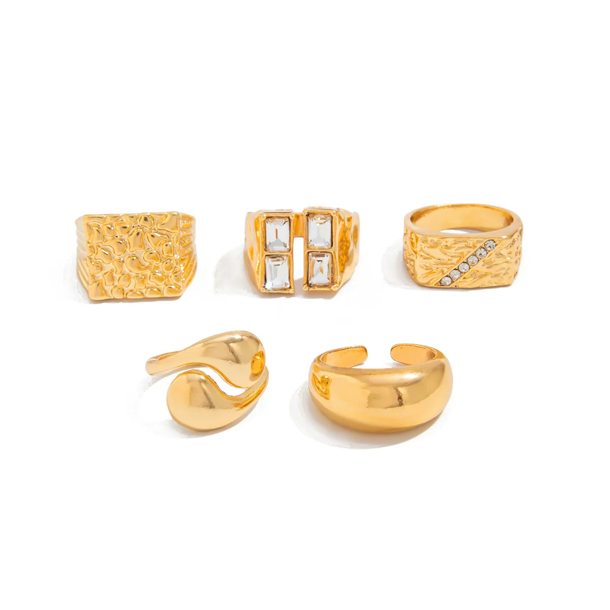 Kirra Delia Stacking Ring Set - Light Gold