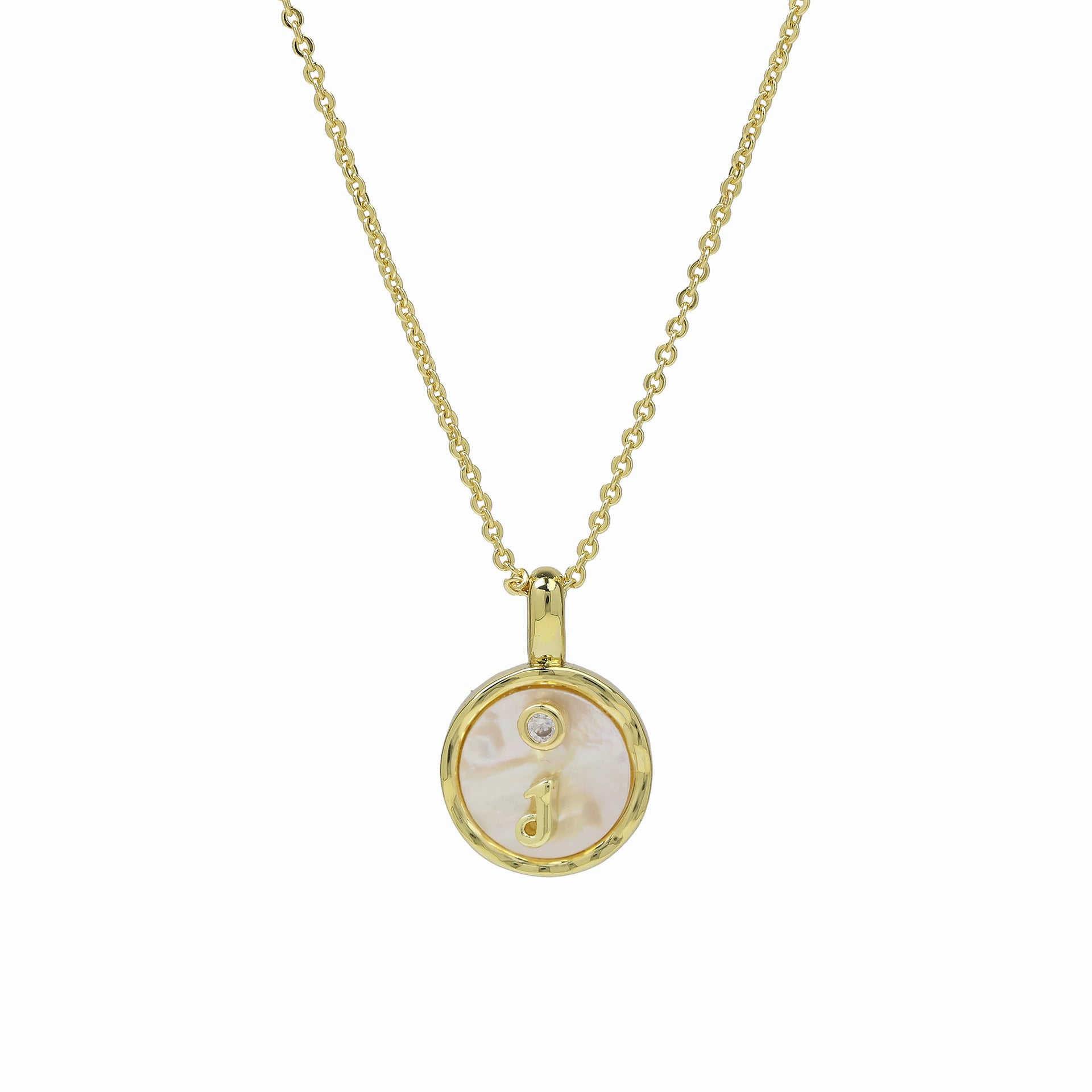 Haset Cursive Initial Pearl Necklace - Initial J [66ZA7417]