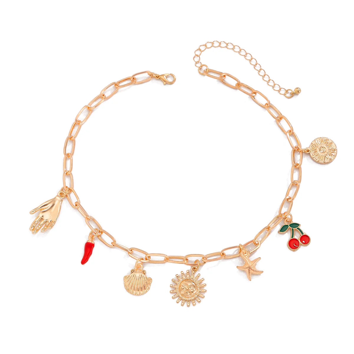 Madigan Charm Pendant Necklace - Chili & Sunflower Charm