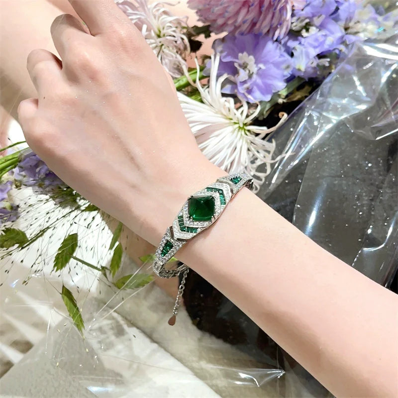 Lourdes Statement Zircon Bracelet - Emerald Green