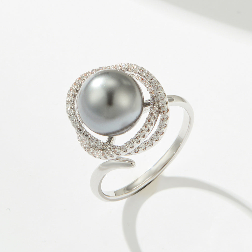 Magdalena Pearl Zircon Open Ring - Product Code R05355K0140 [NLZ83GBL]