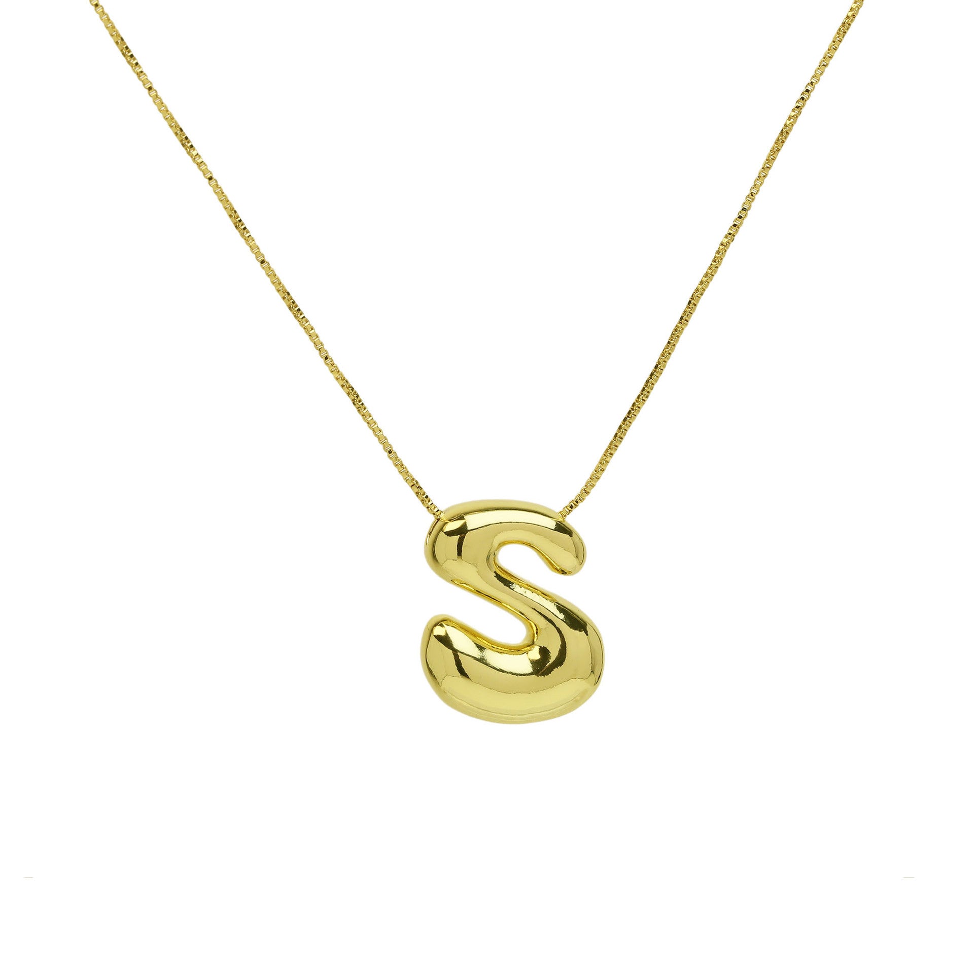 Virginia Bubble Initial Necklace - Letter S Necklace [6XPISFU6]