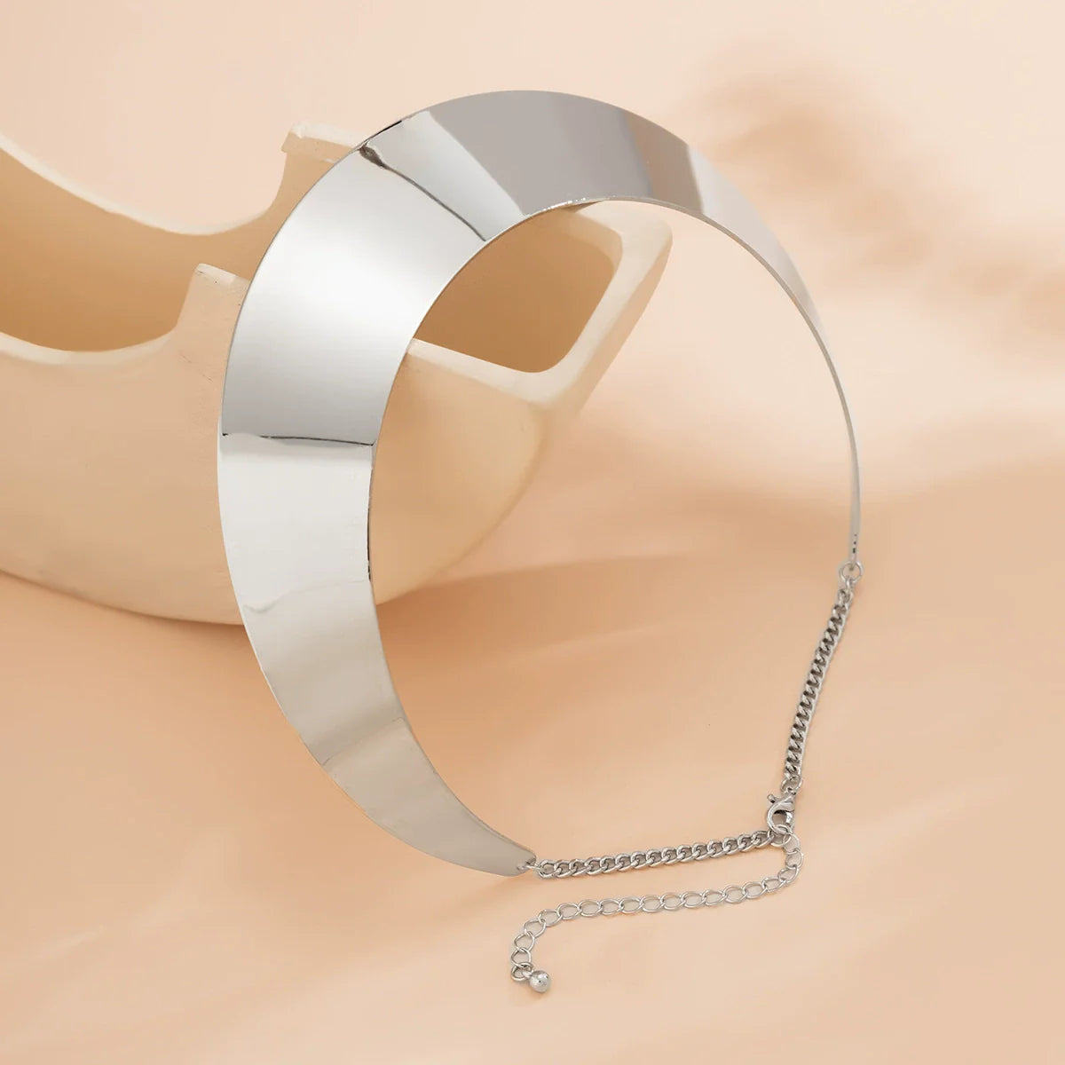Aria Geometric Metal Choker - Silver Necklace