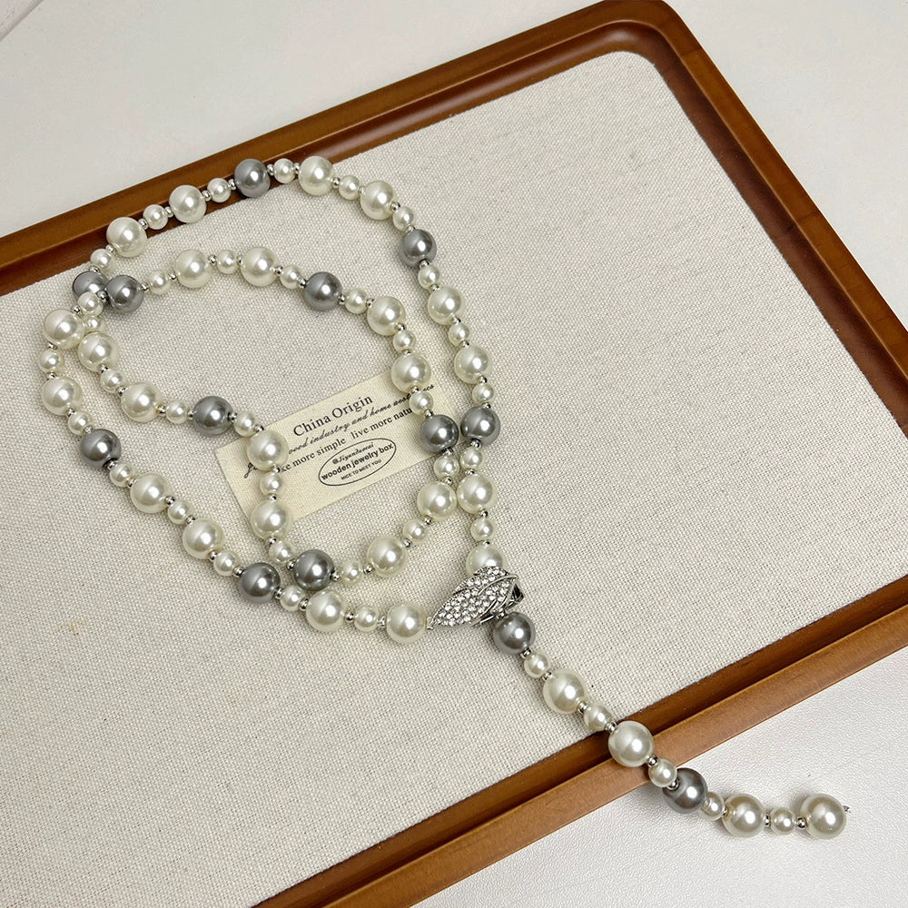 Heavenleigh Pearl Charm Necklace - Silver-gray Pearl Necklace [OVGB5RCL]