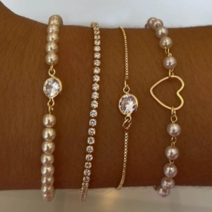 Gentry Rhinestone Pearl Bracelet Set - Style 1 [P8QR1V9K]