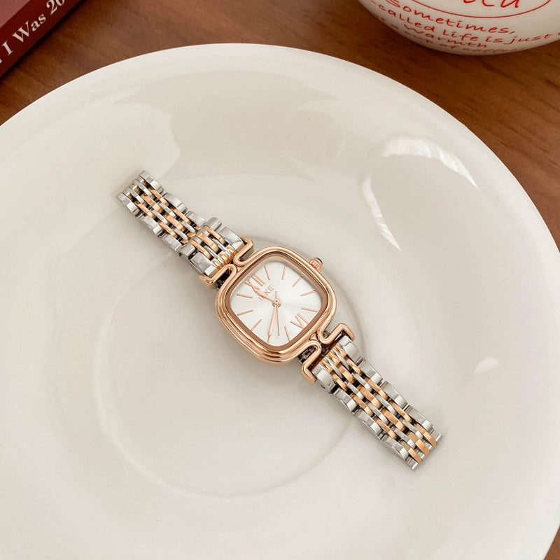 Amilya Elegant Square Timepiece - Two-Tone Gold, Gold Dial [WXOYC0KM]