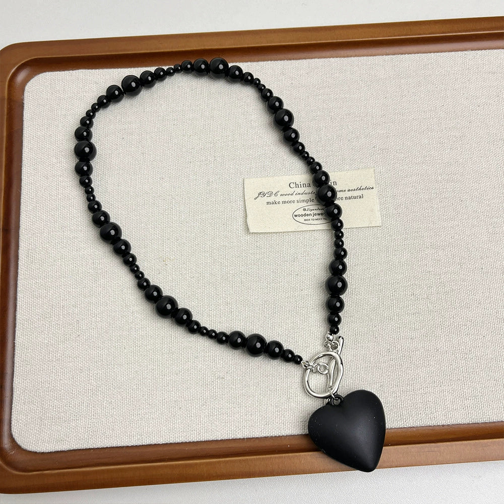 Chase Toggle Heart Necklace - Black Heart Beaded Necklace [9DWACBVF]