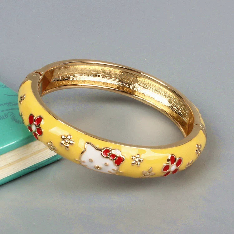 Porter Enamel Hello Kitty Bangle - Yellow (4.7cm, Fixed Pattern)