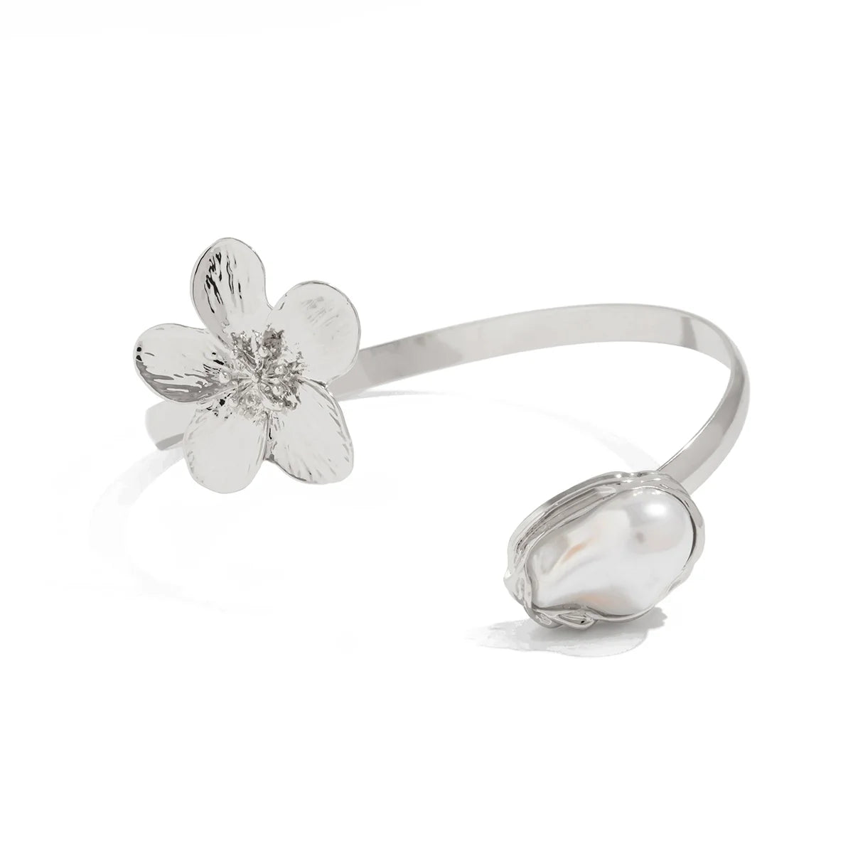 Stellarose Embellished Arm Cuff - Silver Faux Pearl