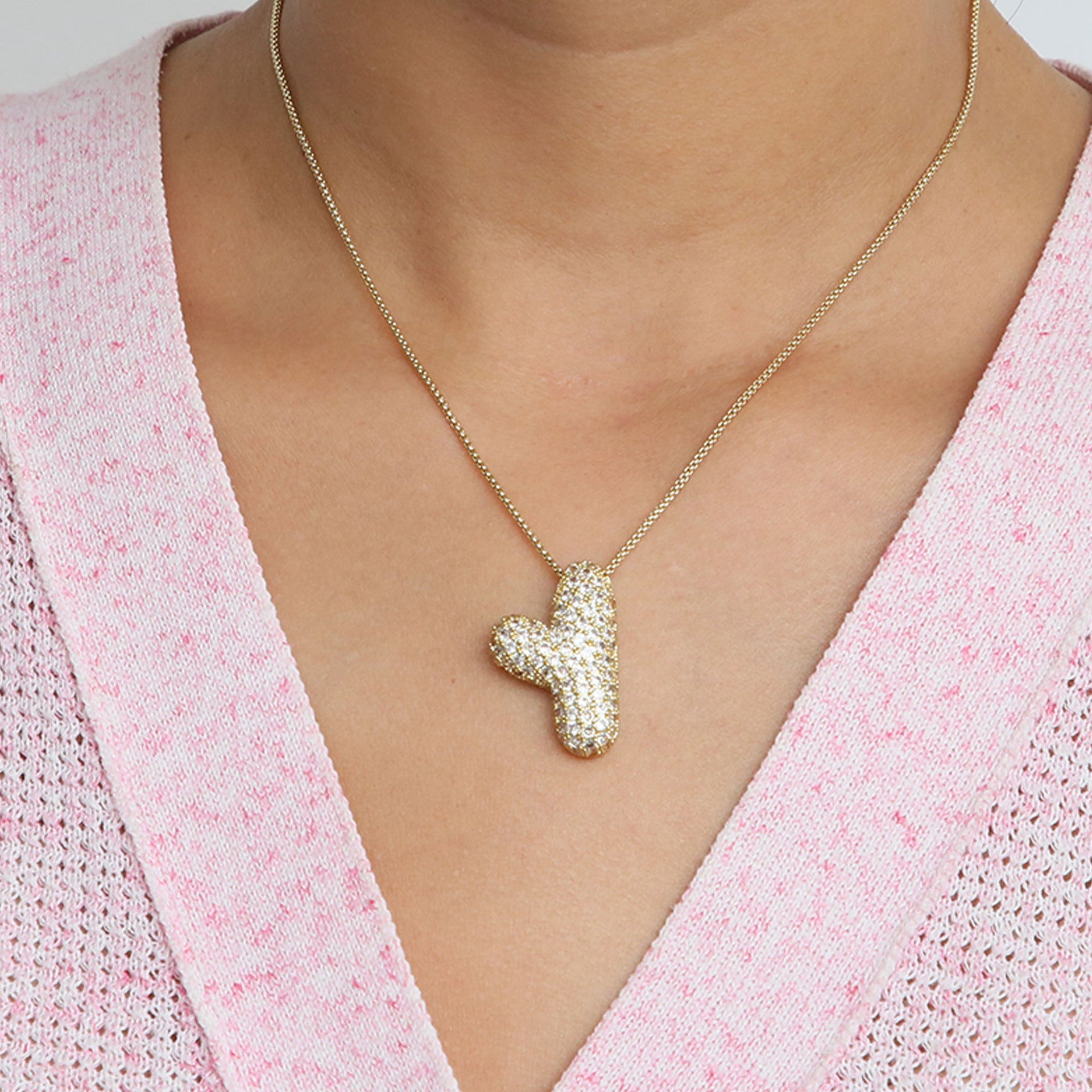 Laiba Bubble Initial Necklace - Y [GQ0FQ8RR]