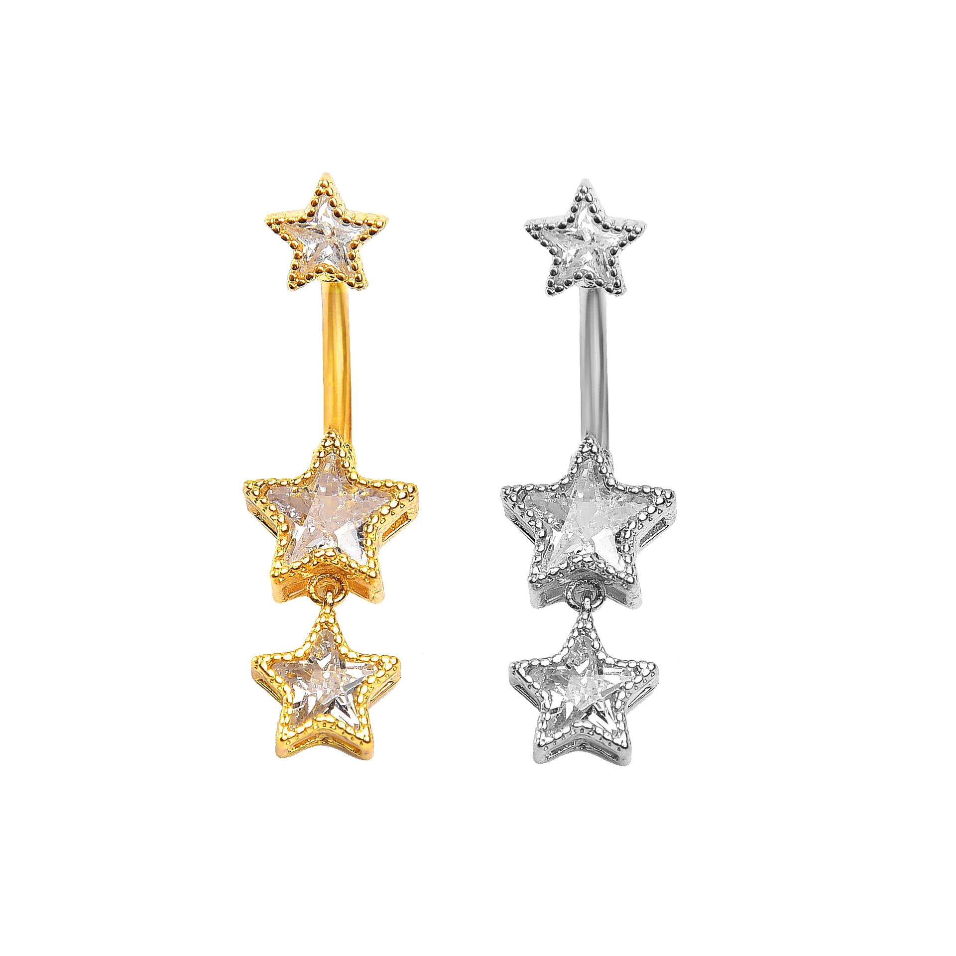 Adelyne Zircon Star Navel Ring - Type B (Platinum Tone) [RUDVA2YQ]