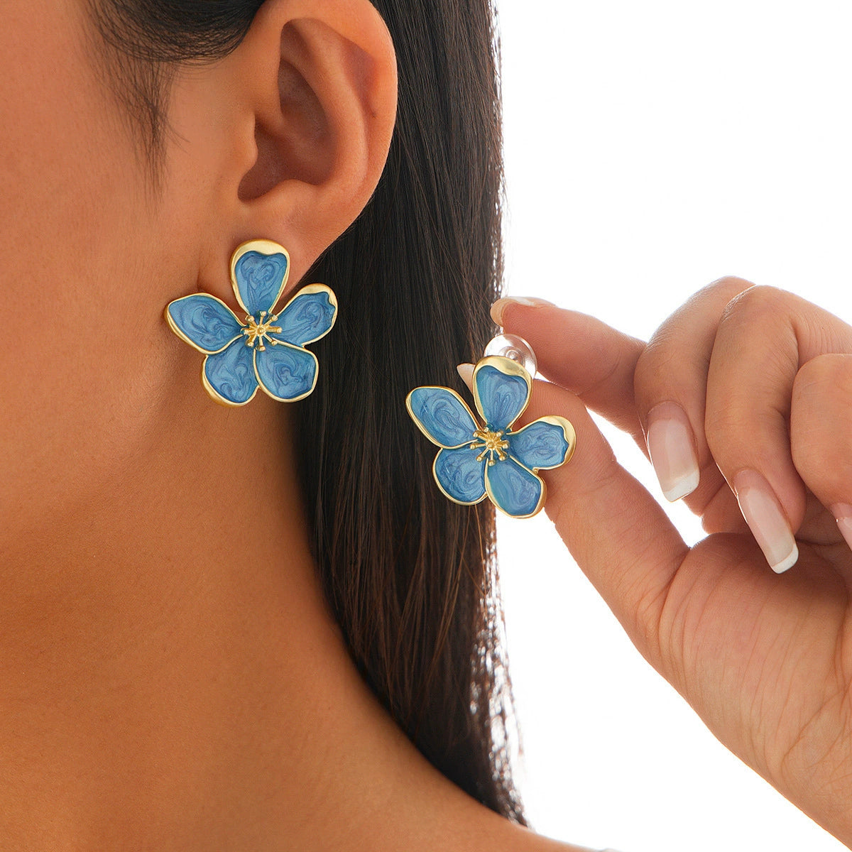 Adrianne Sculpted Bloom Jewelry - Matte Bronze & Blue 3189 [JK7ZTMW3]