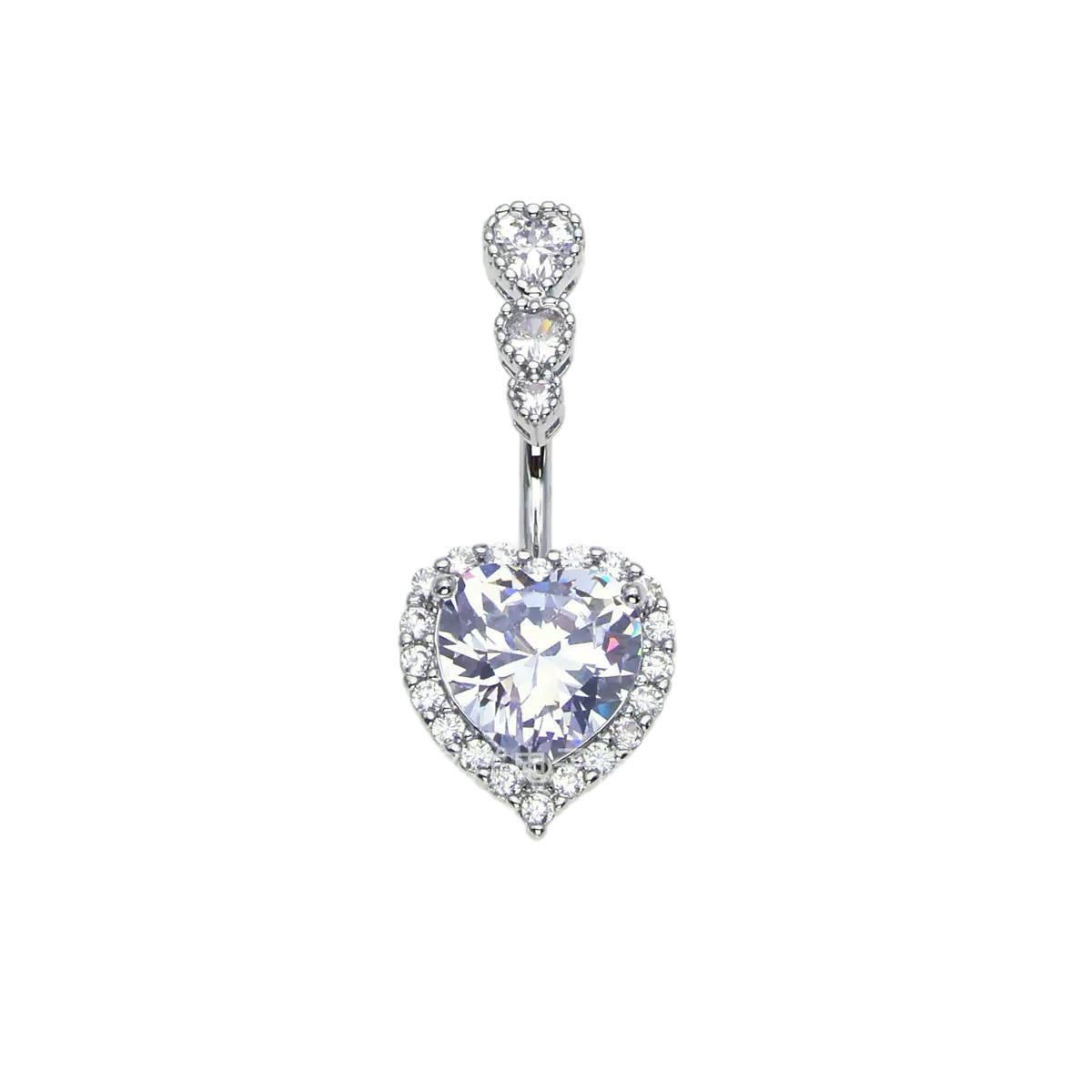 Lyvia Diamond Heart Navel Ring - Heart White (White Gold) [E9W3LX9B]