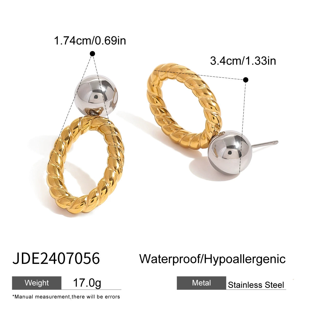 Leona Geometric Two-Tone Jewelry - Two-Tone Geometric Hoop Earrings (Large) [ZO09GBCD]