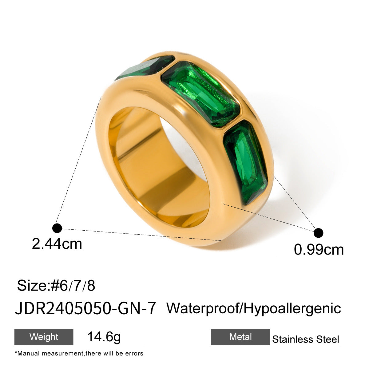 Abree Geometric Agate Ring Set - Style JDR2405050 Green (Size 7) [QJ4XFQDL]