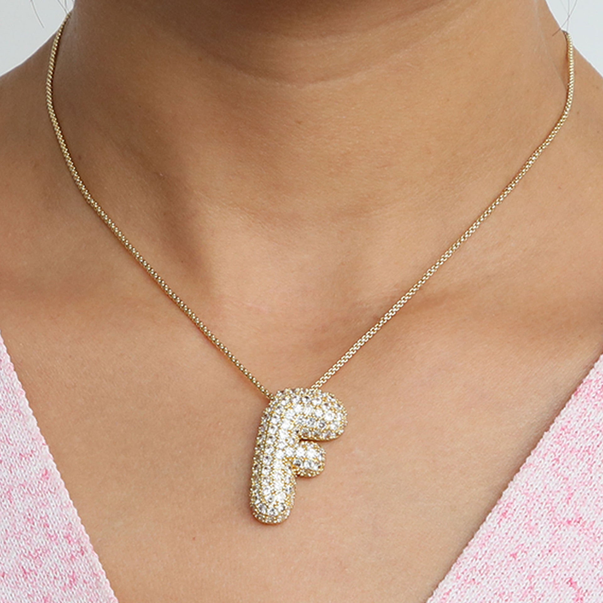 Laiba Bubble Initial Necklace - F [1RS1GT97]