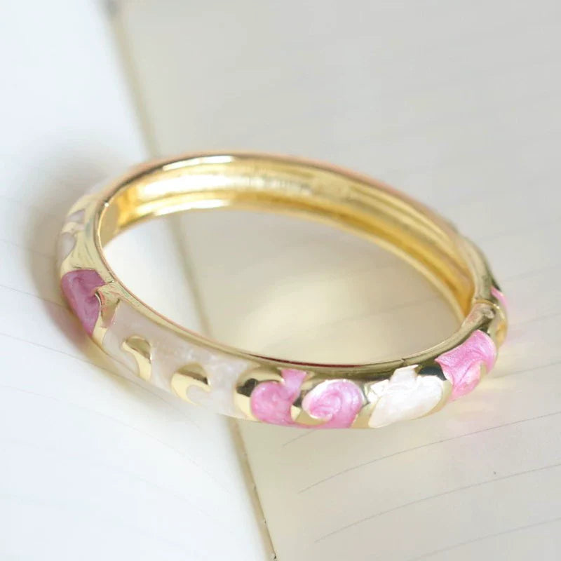 Raleigh Floral Enamel Bracelet - Pink