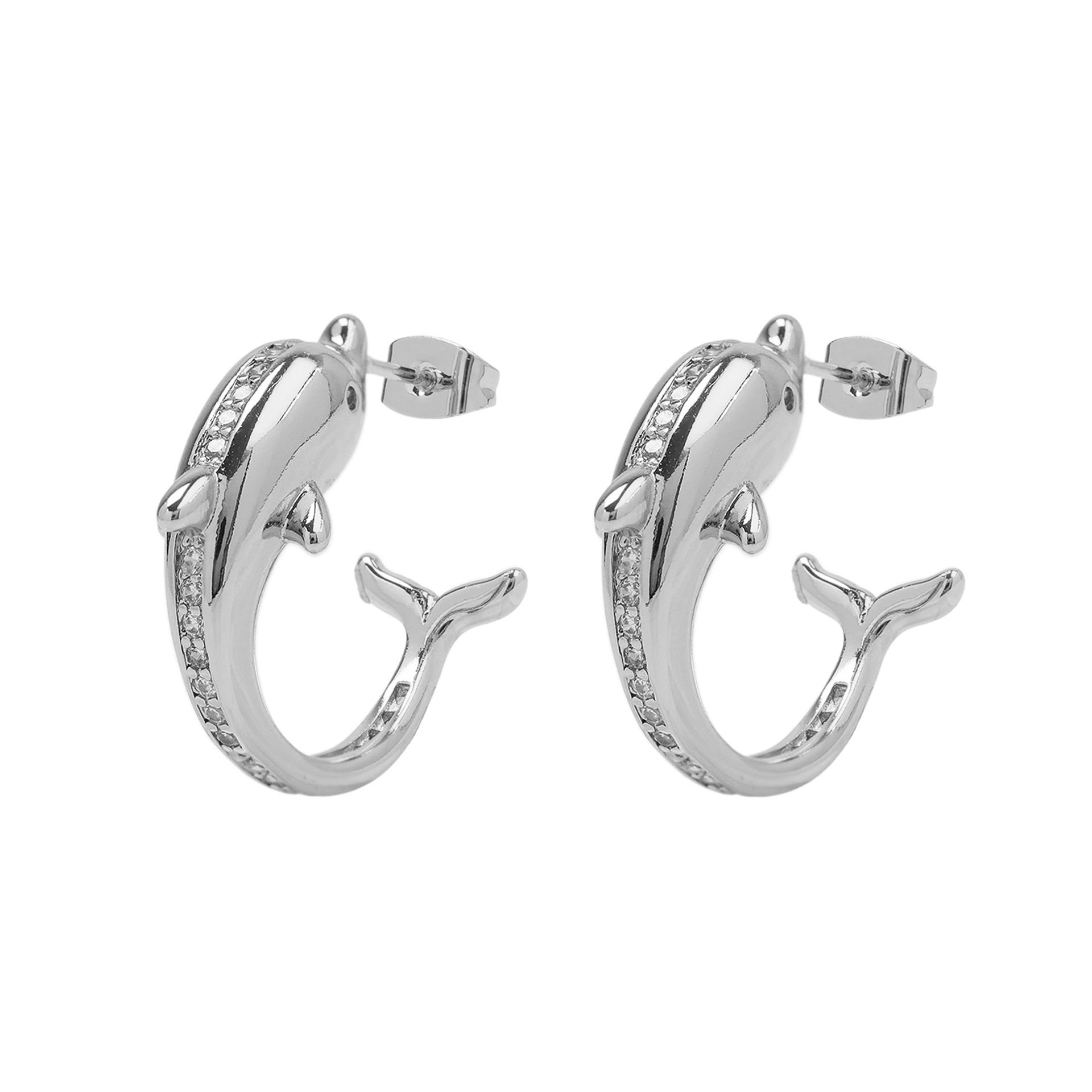 Bernice Ocean Shell Earrings - Silver Dolphin Earrings [GMVLI9TJ]