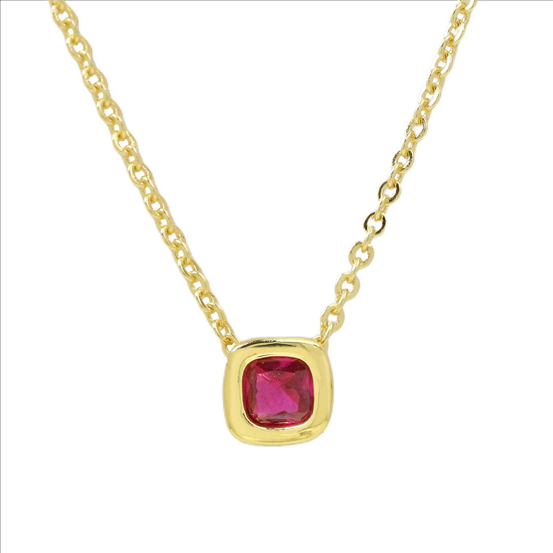 Roslyn Geometric Birthstone Necklace - July Birthstone Necklace [GA3BTPCK]