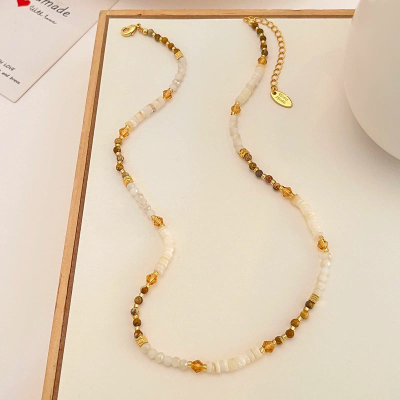 Annemarie Layered Stone Pendant Necklace - Natural Stone Beaded Necklace [HVZM93NG]