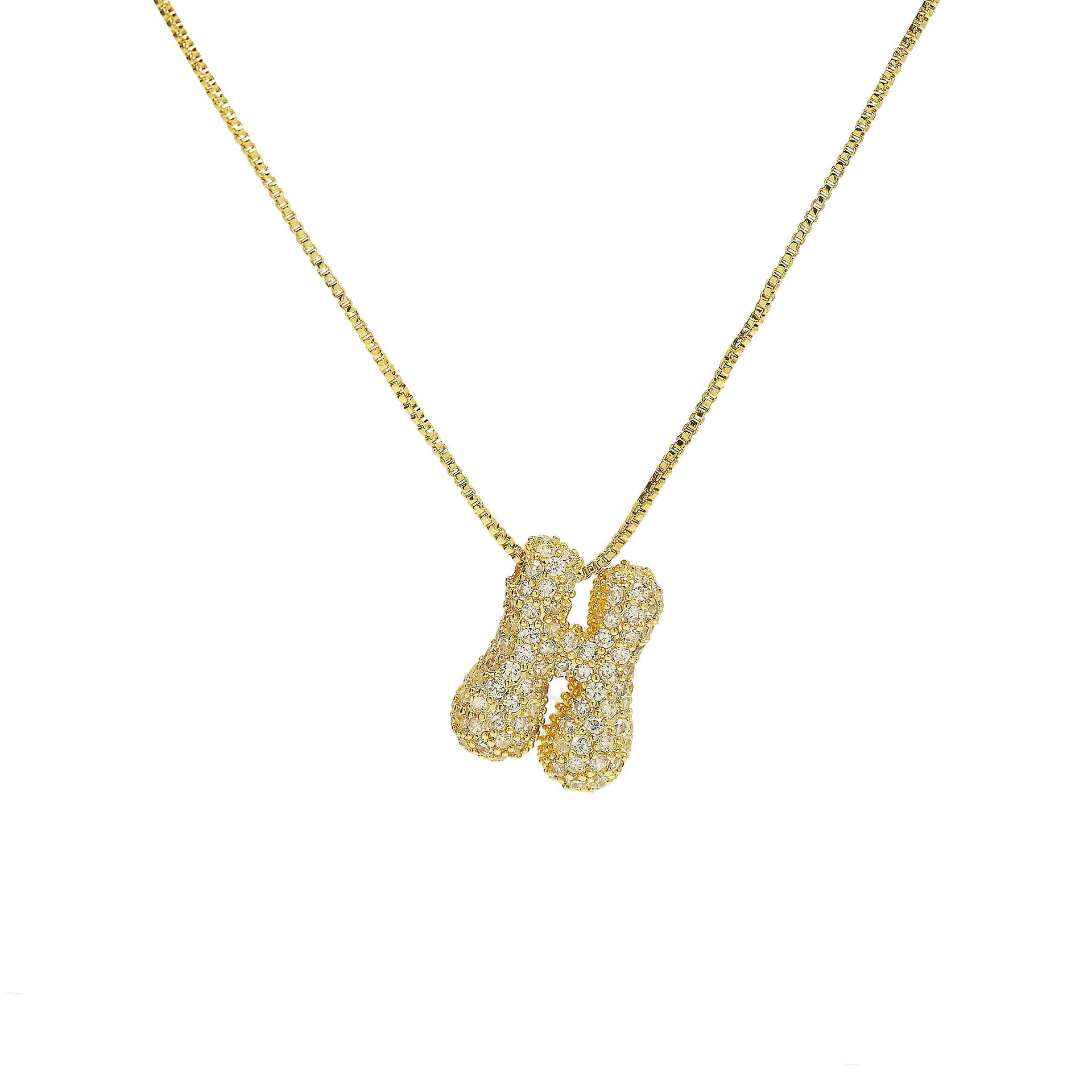 Francis Bubble Initial Necklace - Gold Necklace H [ENBLO83J]