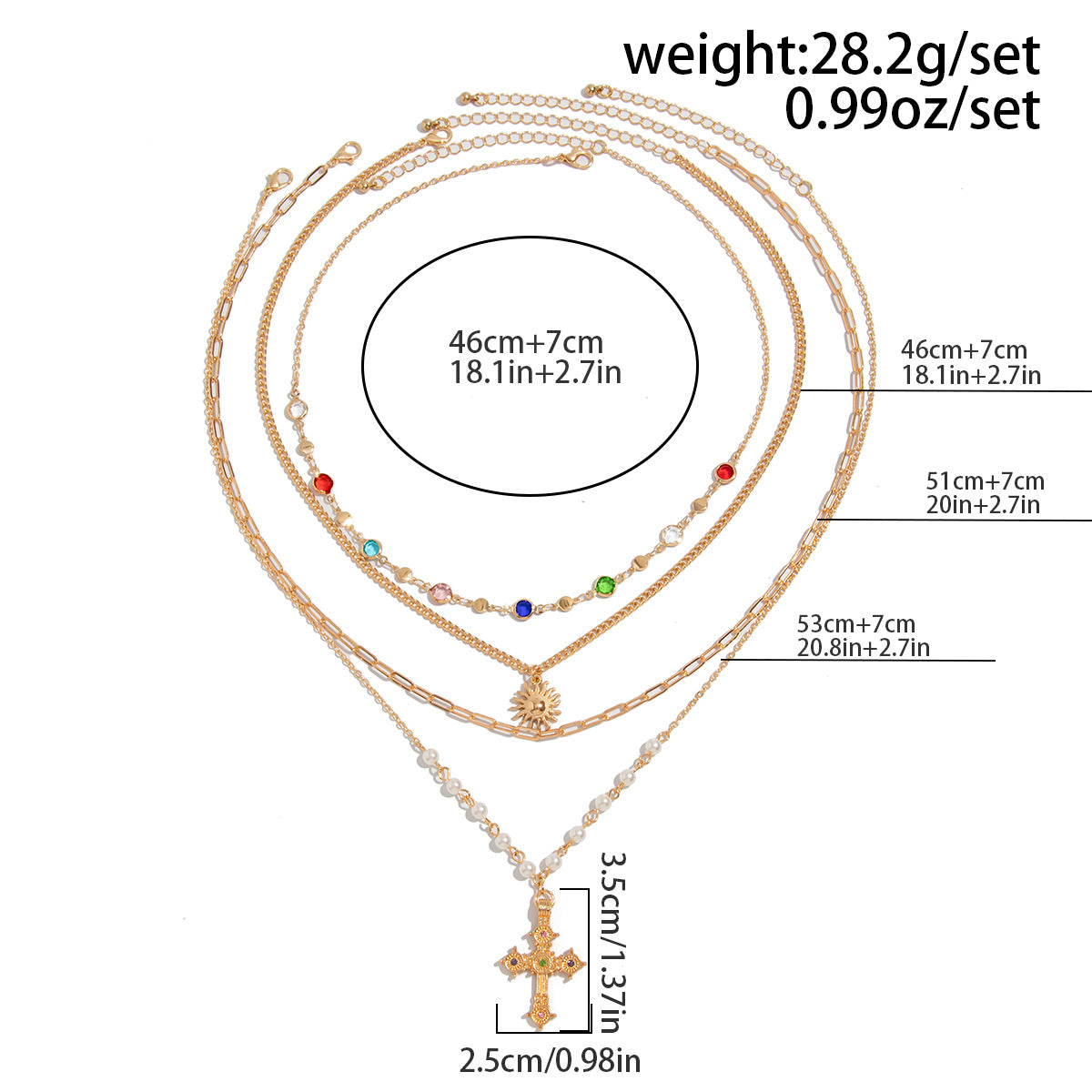Emersynn Crystal Sun Cross Necklace - Gold [RLL3KLP8]
