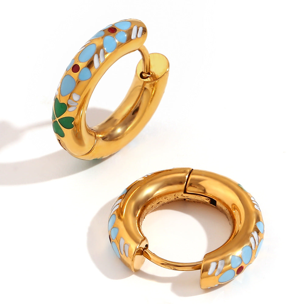 Aurora Gilded Leaf Earrings - Gold Blue [W5WVR3ZX]