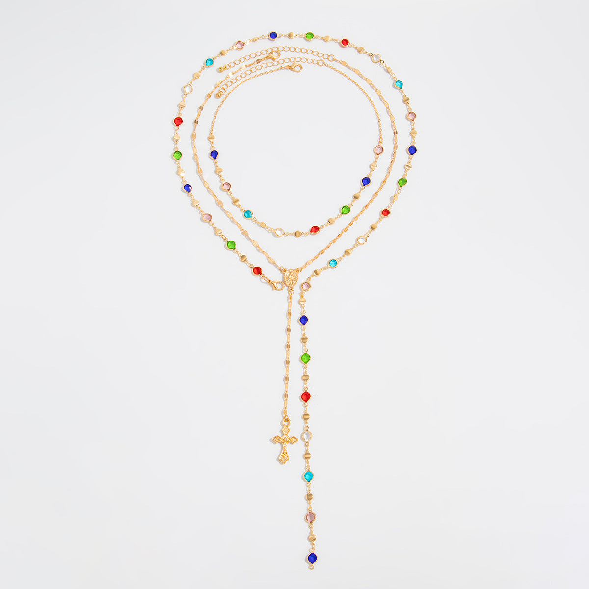 Jesiah Layered Cross Tassel Necklace - Gold [MMY7SF08]