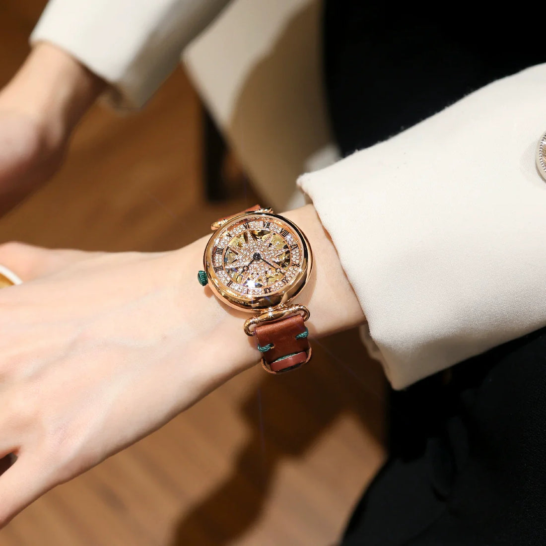 Betty Luxe Mechanical Watch - Caramel Coffee