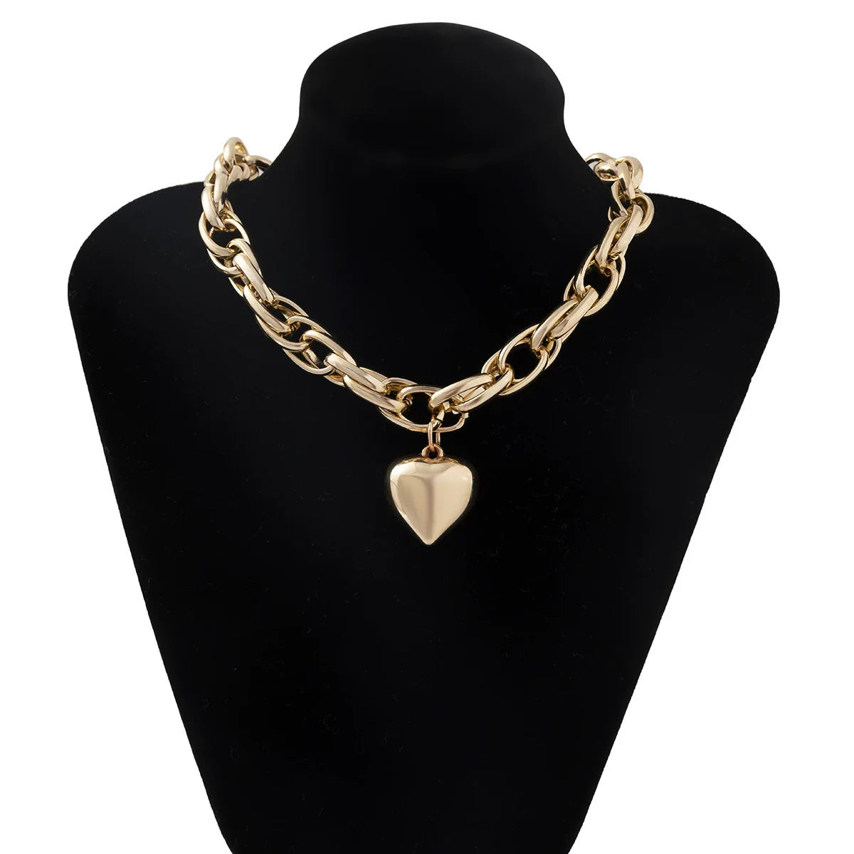 Mailyn Chunky Heart Cross Necklace - Gold