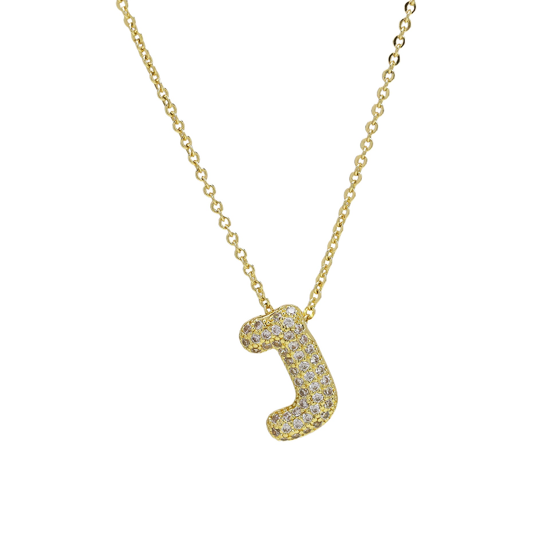 Zalia Gilded Bubble Letter Necklace - Necklace J [WYAVHVXL]