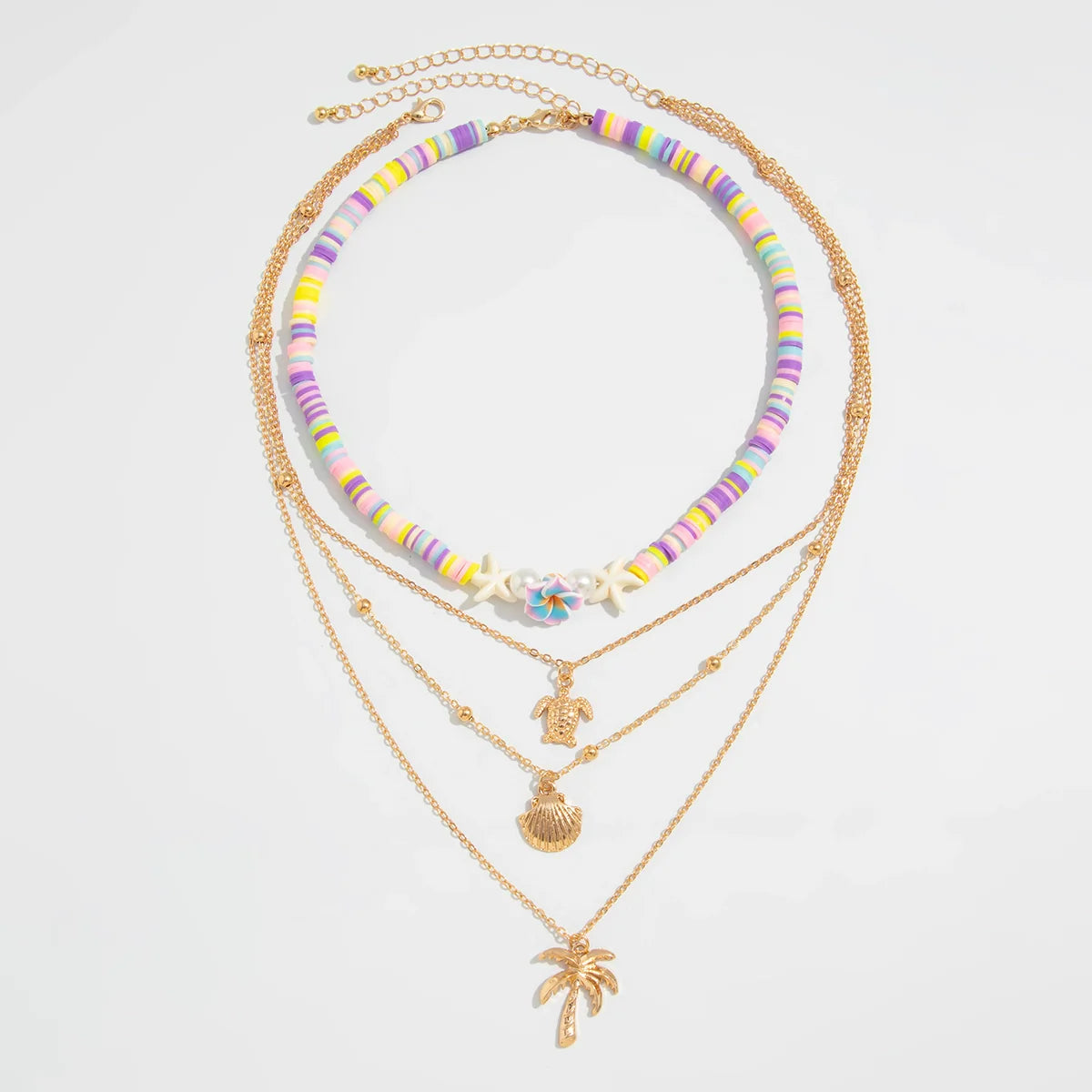 Taylin Layered Charm Necklace Set - Colorful