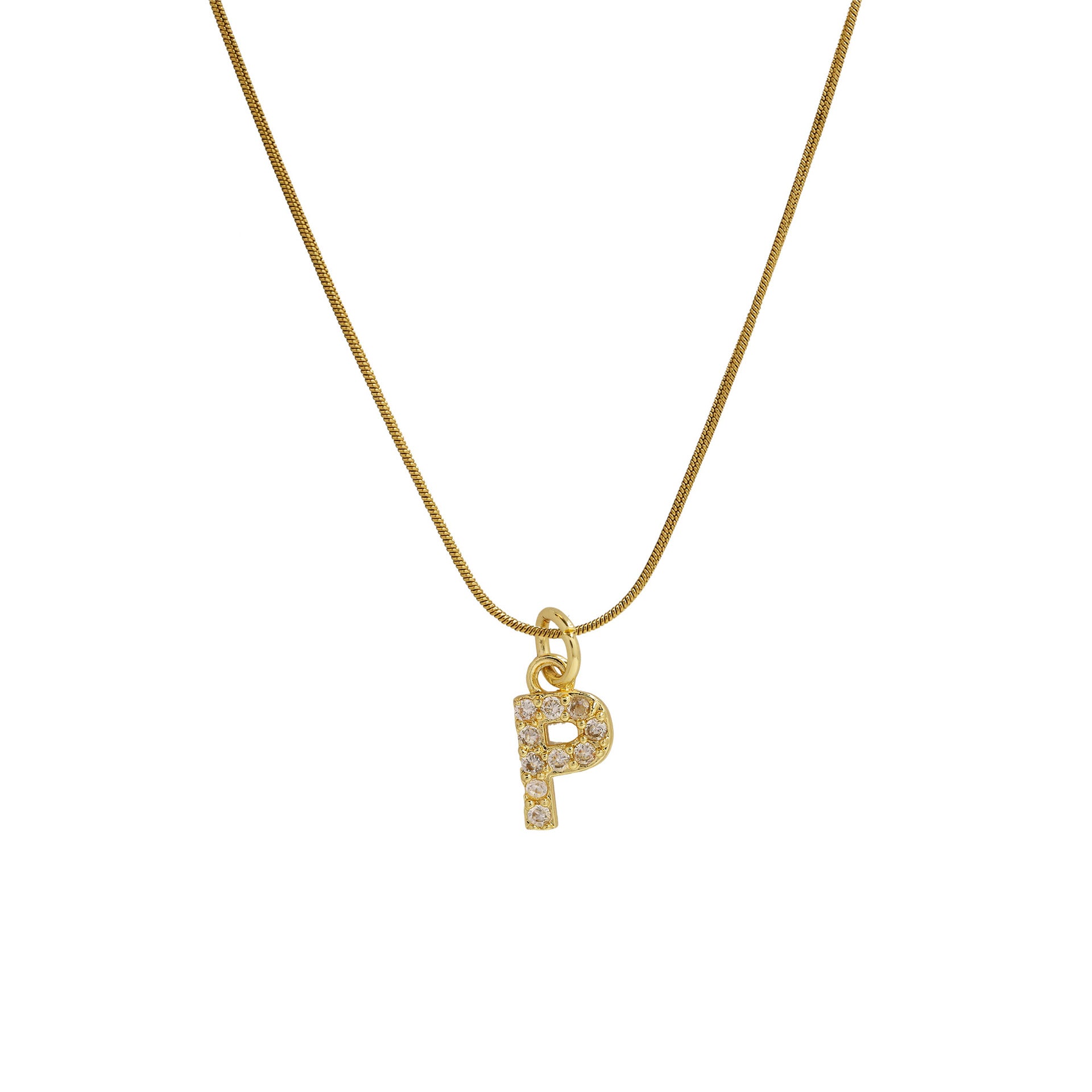 Killian Initial Zircon Necklace - P [QMNK17BF]