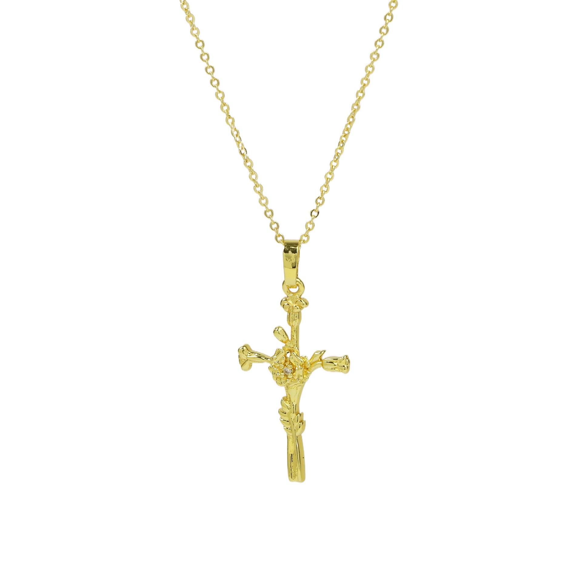Alaiah Birth Flower Cross Necklace - September [IWI57HXQ]