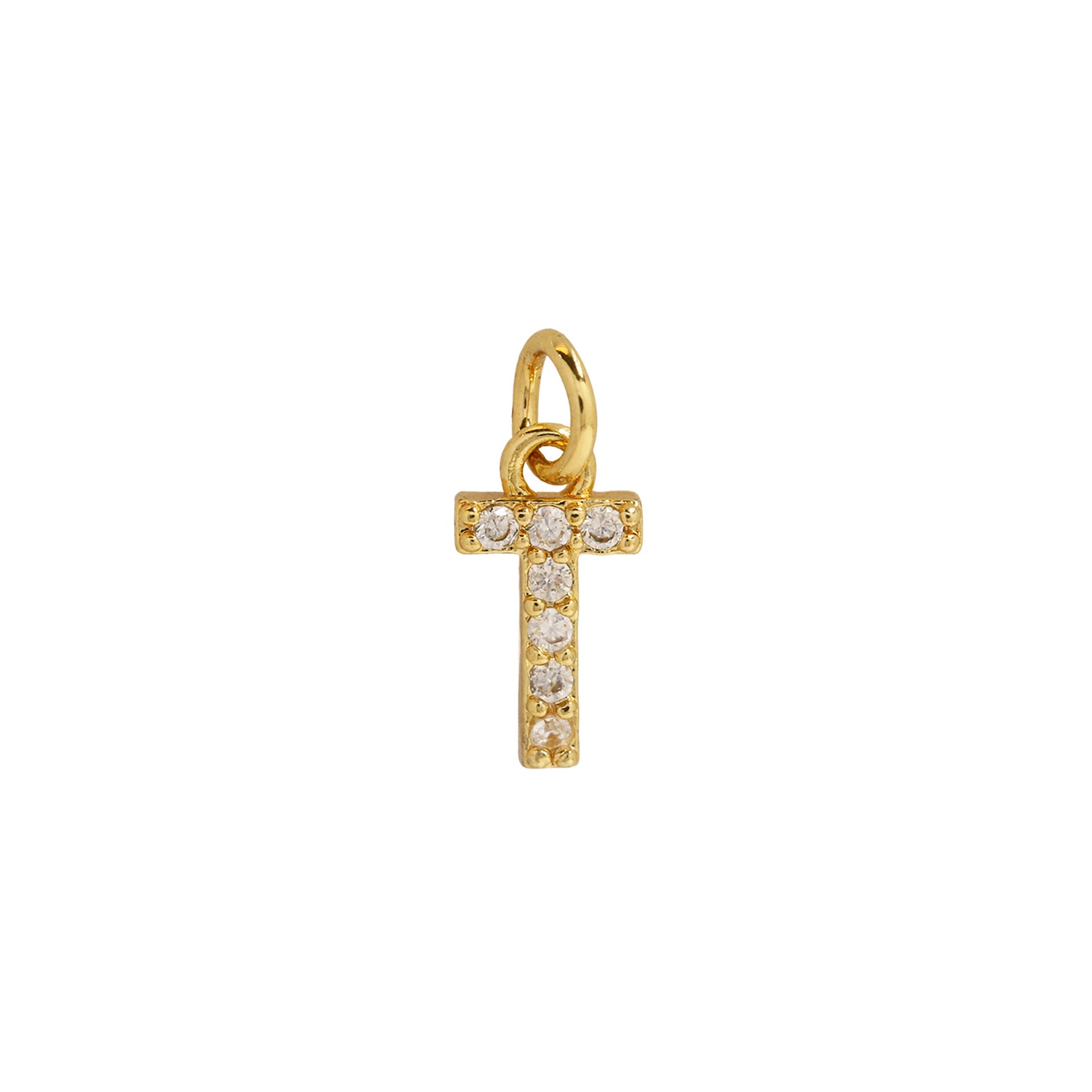 Leilah Zircon Initial Necklace - T [NLT06AWZ]